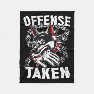 Offence Taken Meme Funny Dog Funny Halloween Fleece Blanket