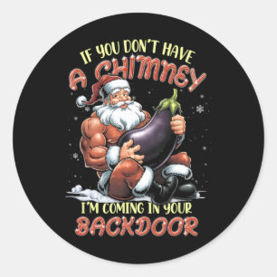 Offensive Christmas Adult Ual Innuendo Santa Rude Classic Round Sticker