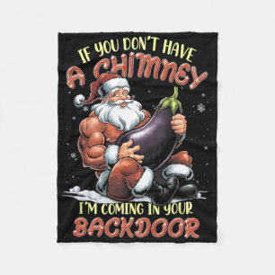 Offensive Christmas Adult Ual Innuendo Santa Rude  Fleece Blanket