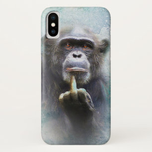 Offensive Funny Animal Chimpanzee Middle Finger iPhone X Case