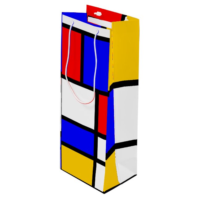 Offer the modern art Mondrian style Wine Gift Bag (Front Angled)