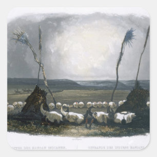 Offering of the Mandan Indians, plate 14 from Volu Square Sticker