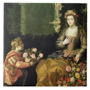 Offering to Flora, 1627 (oil on canvas) Ceramic Tile