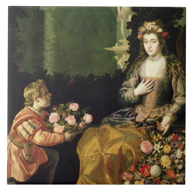 Offering to Flora, 1627 (oil on canvas) Ceramic Tile (Front)
