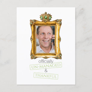 offically un-managed retirement thank you card