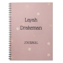 Office and School Pink Journal with Gold Stars 