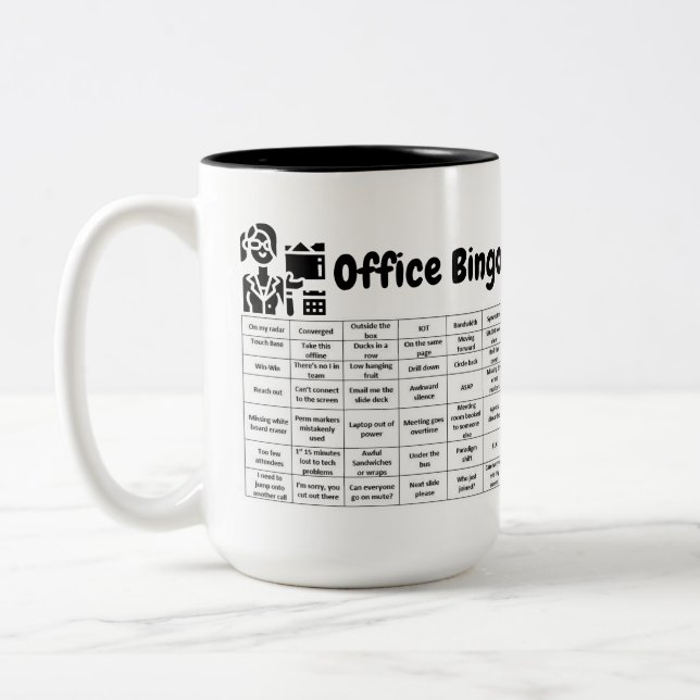 Office Bingo Two-Tone Coffee Mug (Left)