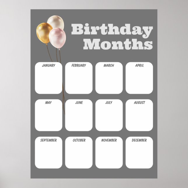 Office Birthday List - Birthday Poster for Office (Front)