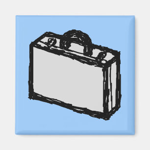 Office Briefcase or Travellers Suitcase. Sketch. Magnet