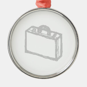 Office Briefcase or Travellers Suitcase. Sketch. Metal Ornament