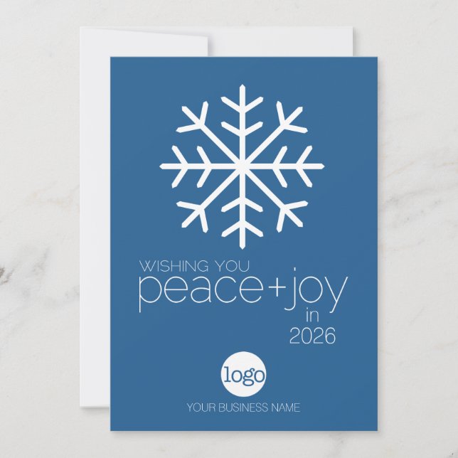 Office Calendar - Wishing Peace Joy Business Logo Holiday Card (Front)