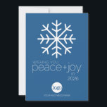 Office Calendar - Wishing Peace Joy Business Logo Holiday Card<br><div class="desc">A modern snowflake Christmas Card with a colourful calendar on the back. A secular greeting that can be used for any corporation. Add your logo and favourite greeting to this funky design. Sending a business holiday card that includes a calendar is a thoughtful and practical way to strengthen client relationships...</div>