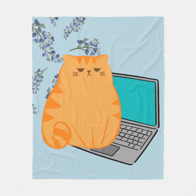 Office Cat Fleece Blanket (Front)