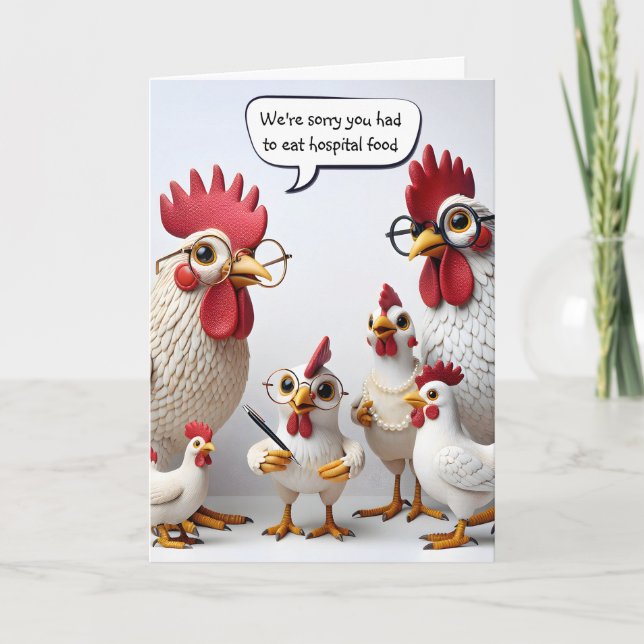 Office Chickens For Get Well Soon Card (Front)
