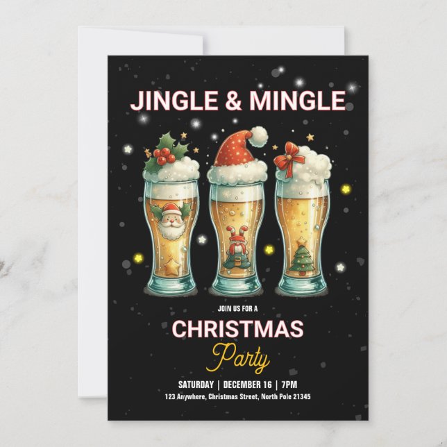 Office Christmas Party Cocktail Drinks Invitation (Front)