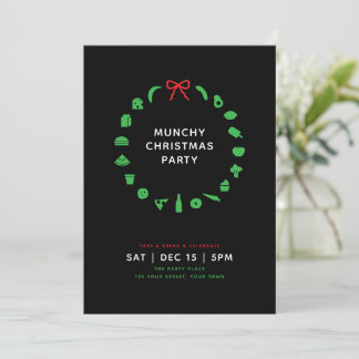 Office Christmas Party | Festive Food Icon Wreath Invitation