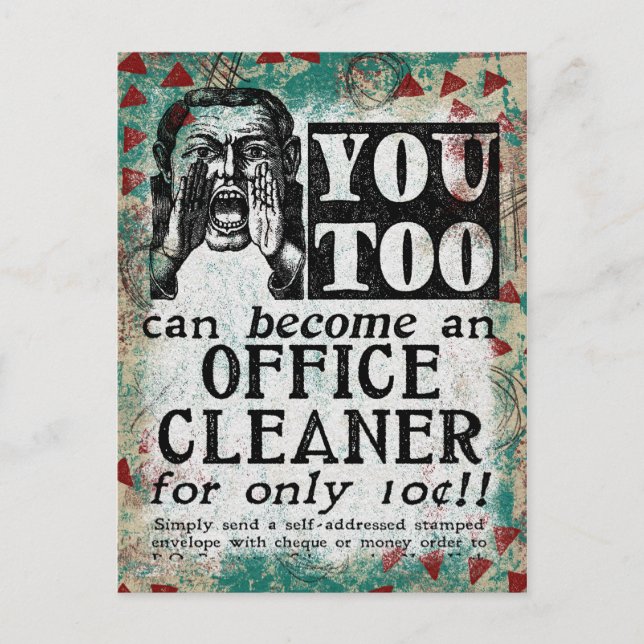Office Cleaner - Funny Vintage Retro Postcard (Front)
