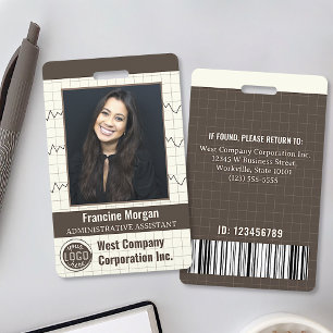 Office Company Custom Employee Photo Bar Code Logo ID Badge