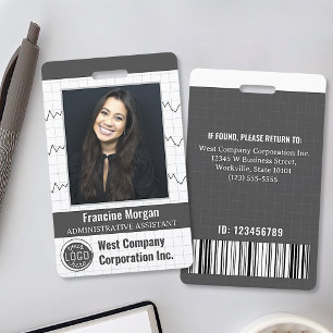 Office Company Employee Custom Photo Bar Code Logo ID Badge