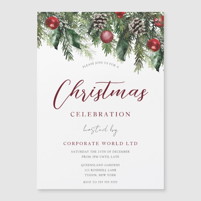 Office Corporate Christmas Party Celebration Magnetic Invitation (Front)