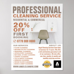 Office Desk, Cleaning Service Advertising Poster