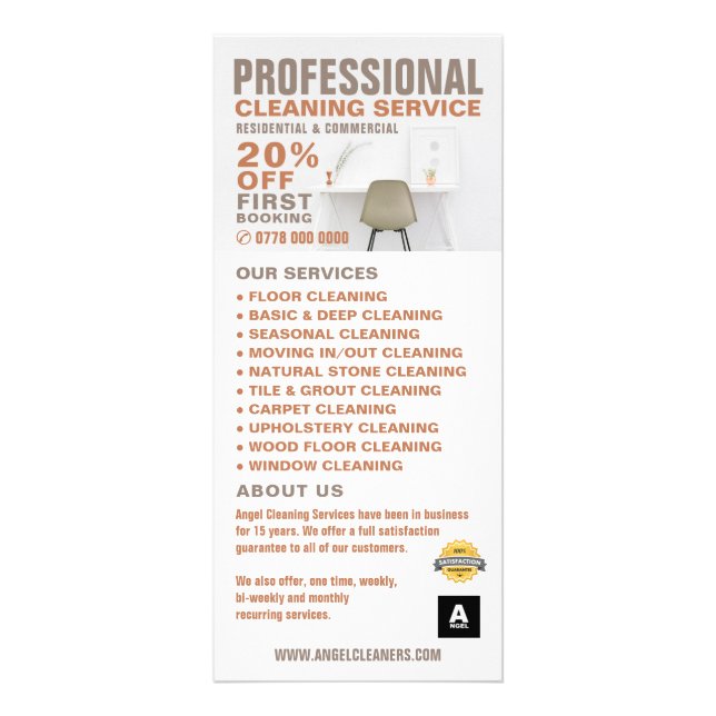 Office Desk, Cleaning Service Price List Rack Card (Front)