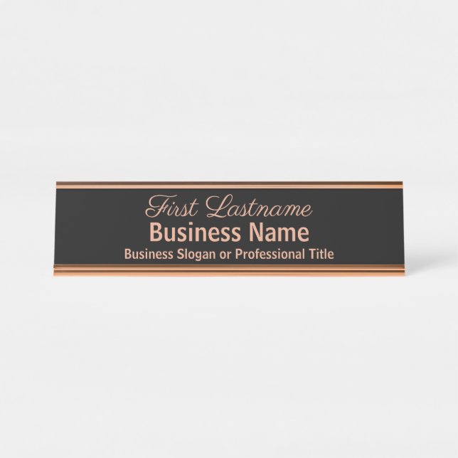 Office Desk Signs Classic Modern Rose Gold Sign (Front)