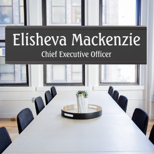 Office Door Name Plate Sign - Black and White