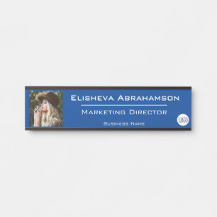 Office Door Name Plate Sign - Blue Photo Picture