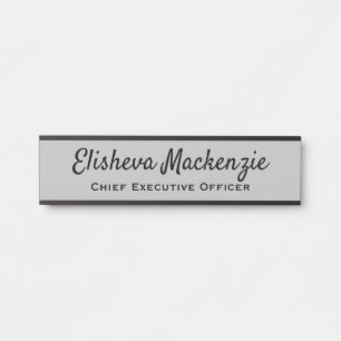 Office Door Name Plate Sign - Grey and Black