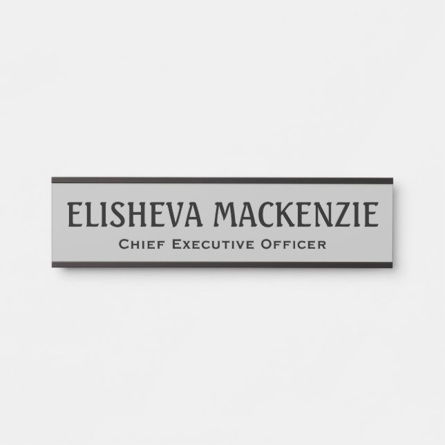 Office Door Name Plate Sign - Grey and Black (Front)