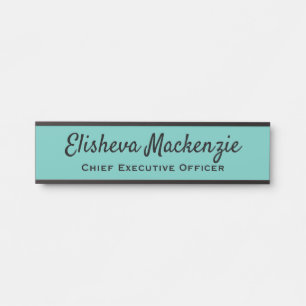 Office Door Name Plate Sign - Teal and Black