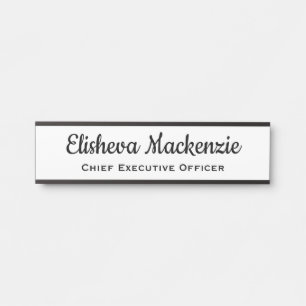 Office Door Name Plate Sign - White and Black