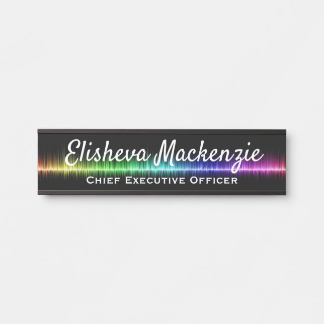 Office Door Signs Rainbow Black Name Plate Sign (Front)