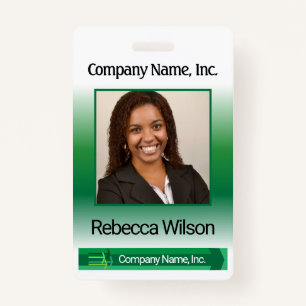 Office Employee Picture Badge - Green ID Badge