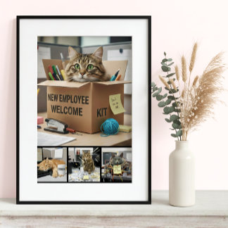 Office Fun Cats Photo Poster, Business Cat Poster