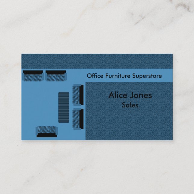 Office Furniture Business Card, Blue Business Card (Front)