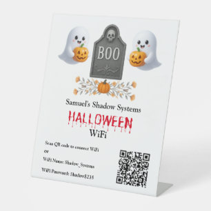Office Halloween Wifi QR Code Scan to Connect Pedestal Sign