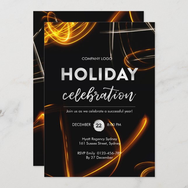 Office Holiday party light sparkler Invitation (Front/Back)