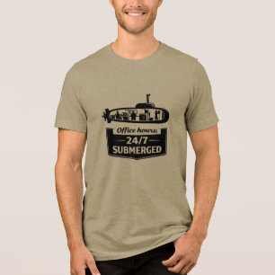Office Hours 24/7 Submerged Submarine Humor Tri-Blend Shirt