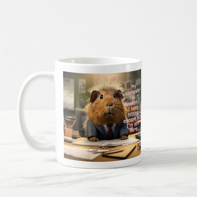 Office Humour Guinea Pig Escape Key Coffee Mug (Left)