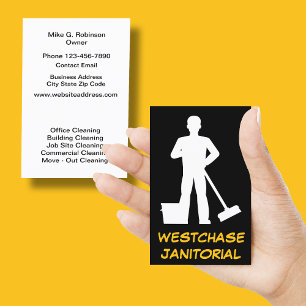 Office Janitorial Cleaning Service Modern Business Card