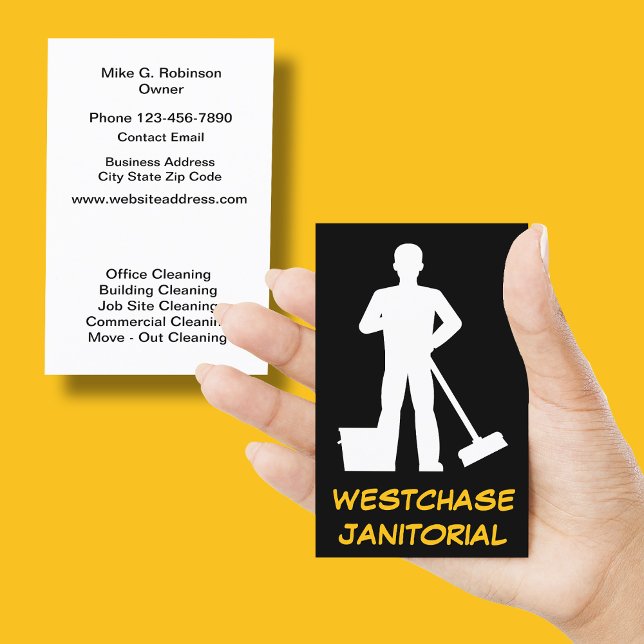 Office Janitorial Cleaning Service Modern Business Card (Creator Uploaded)