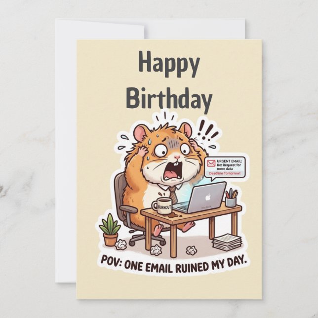 Office Mood Birthday Card for Easily Stressed Coll (Front)