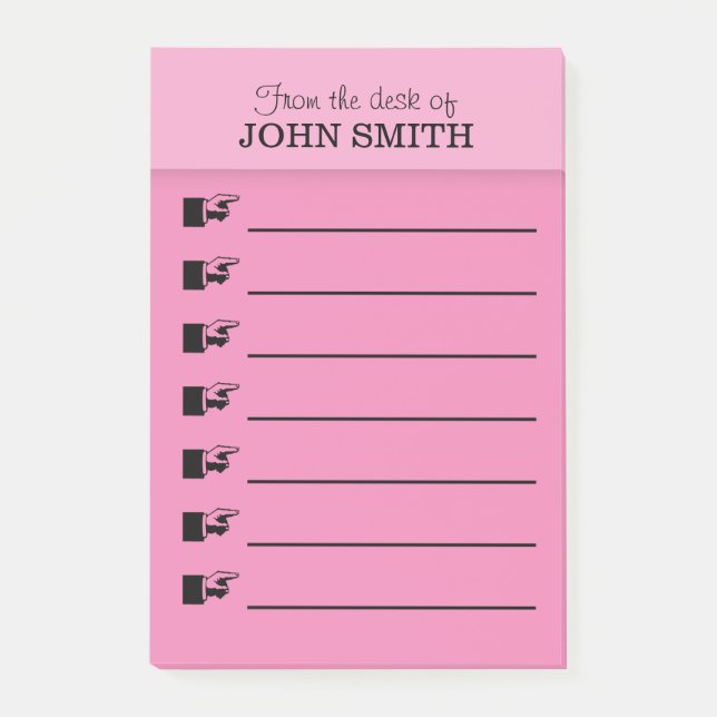 Office organiser pink Post-it® note PERSONALIZE (Front)