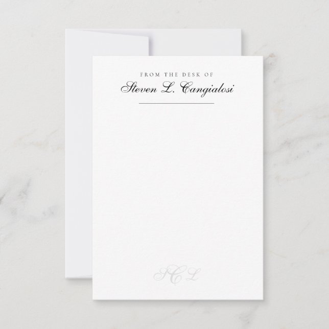 Office Personal Stationary Elegant Initials Custom Note Card (Front)