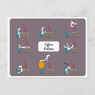 Office Pilates postcard, brown Postcard