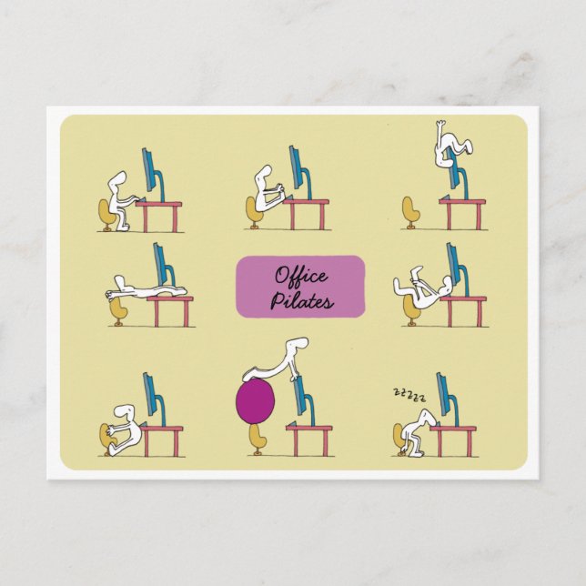 Office Pilates postcard, yellow Postcard (Front)