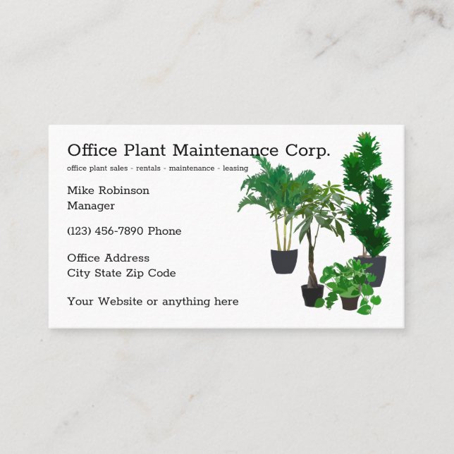 Office Plant Maintenance Services Business Card (Front)