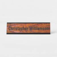 Office Professional Monogram Wood Grain Photo Look